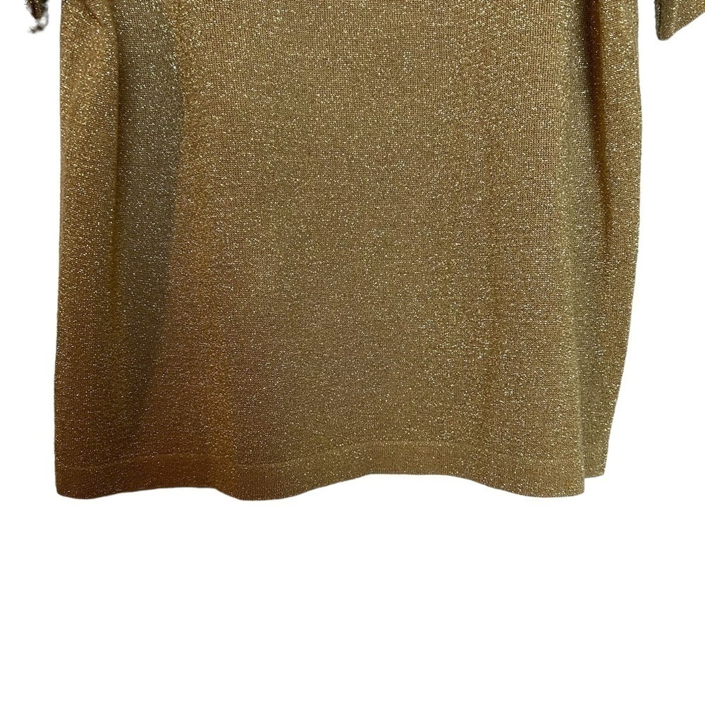 Vintage Rochelle Gold Metallic Short Sleeve Back Zip Top - Picture 5 of 9